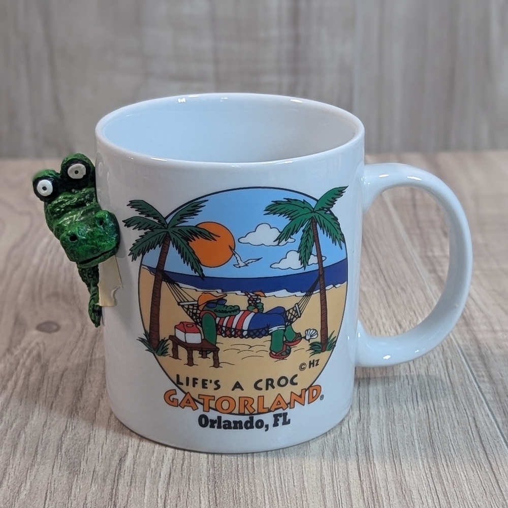 Orlando Florida Souvenir Coffee Cup Mug "Lifes a Croc" 3D Alligator VTG 1993